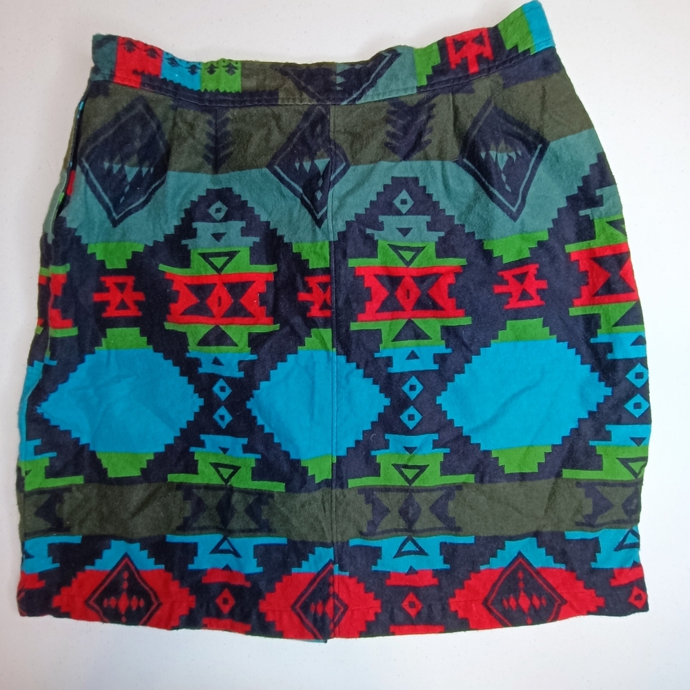 Woolrich Cotton Flanel Colorful Aztec Patterned Mini Skirt Size 8 - Picture 6 of 13